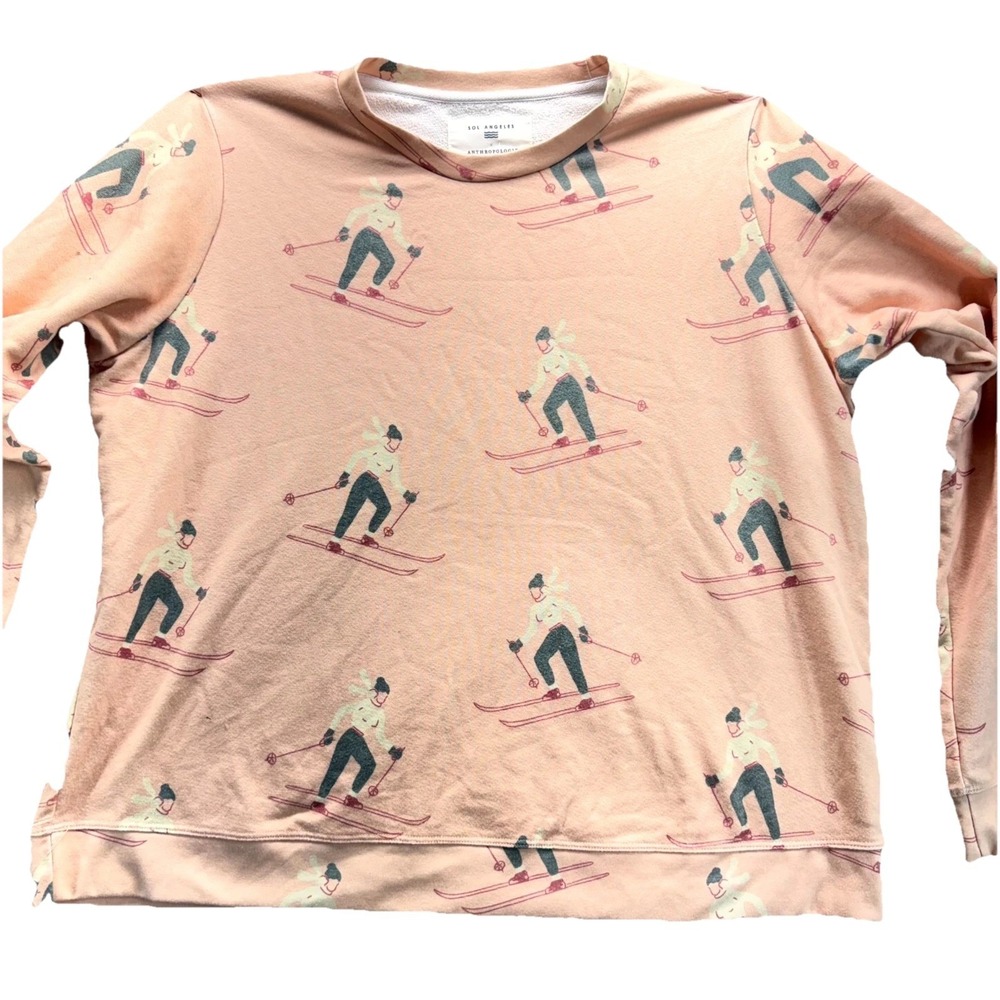 Sol Angeles x Anthropologie Freestyle Ski Sweatshirt Women's Size 1X Pink Flawed